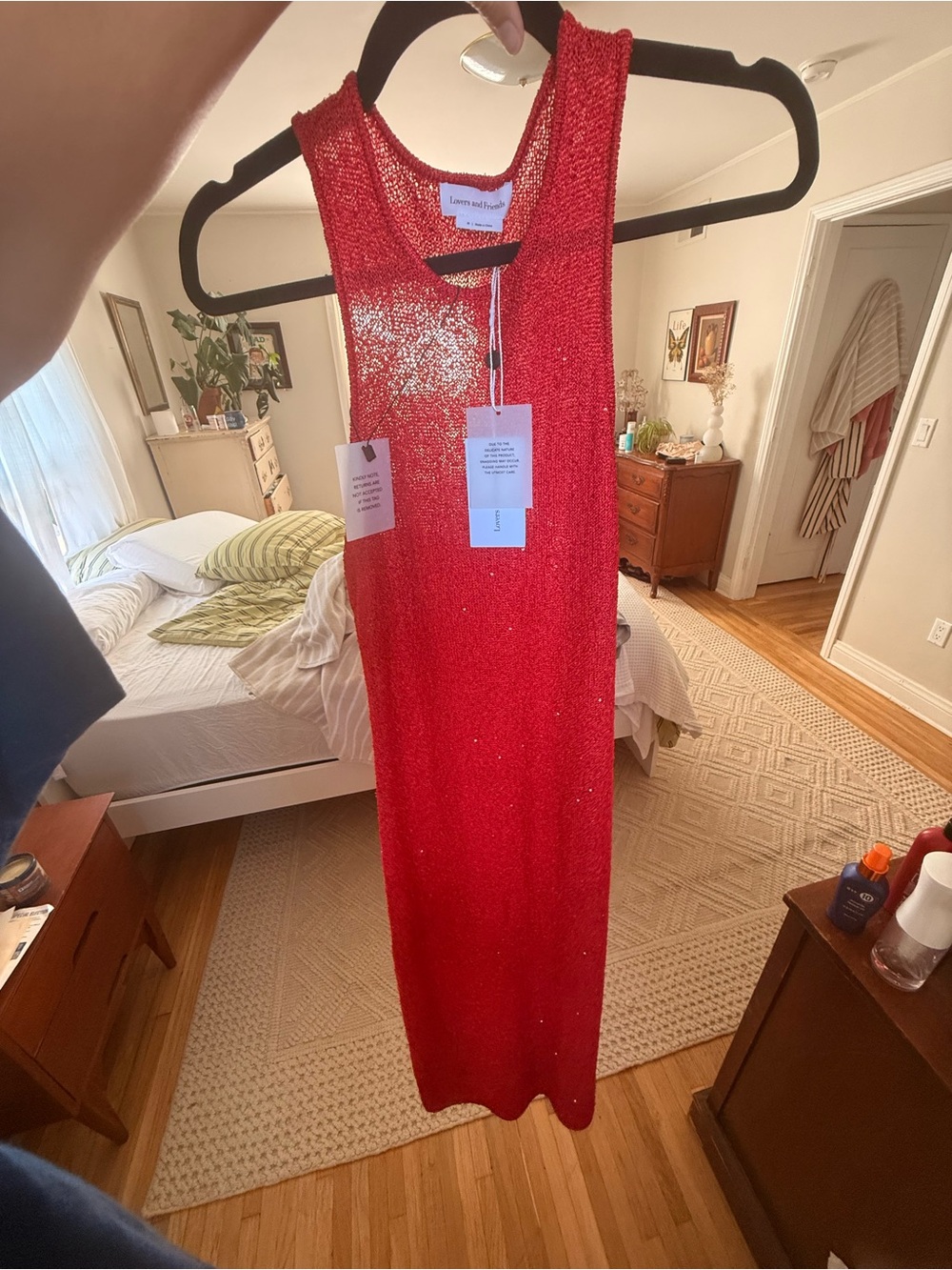 Lovers + Friends Red Sequin Knit Sleeveless Maxi Dress